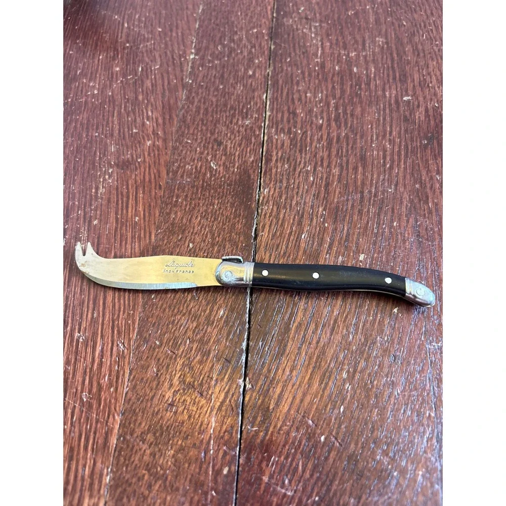 Laguiole Inox France Cheese Knife Black Handle Bee Emblem Stainless Steel 6in